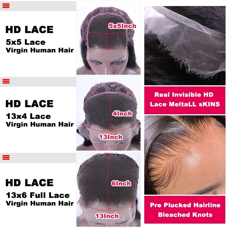 Queen Hair 400% High Density Wig Real HD Lace Raw Human Hair 13x4 13x6 FULL Frontal 6x6 7x7 Closure Wig Straight / Body Wave