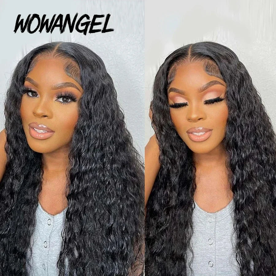 Wow Angel Glueless HD Lace Closure 5x5 Closure Water Wave Pre Plucked Natural Hairline Human Hair Curly Wigs Brazilian For Women