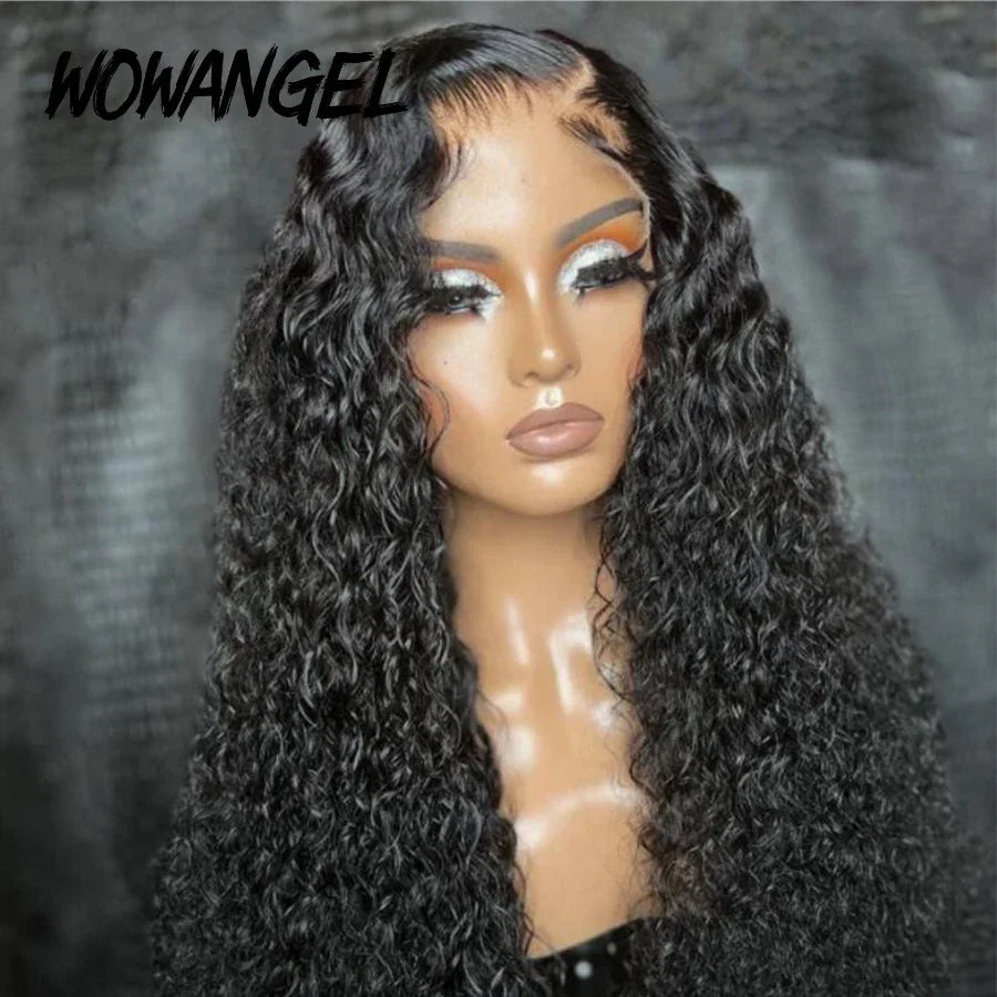 Wow Angel Glueless HD Lace Closure 5x5 Closure Water Wave Pre Plucked Natural Hairline Human Hair Curly Wigs Brazilian For Women