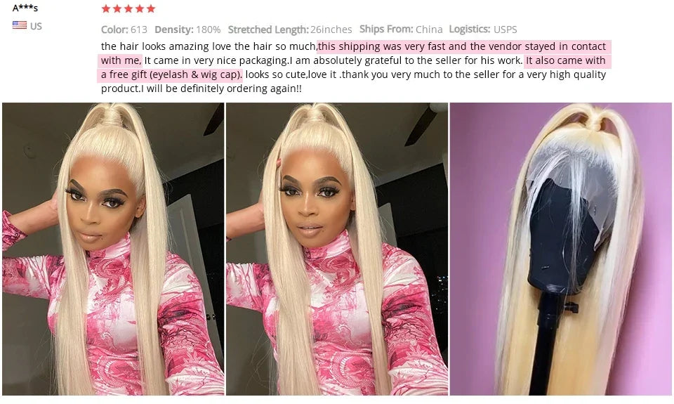 Ishow 613 Full Lace Human Hair Wig Blonde Lace Front Wig Human Hair Full Lace Wig Straight 13x4 Lace Front Human Hair Wig