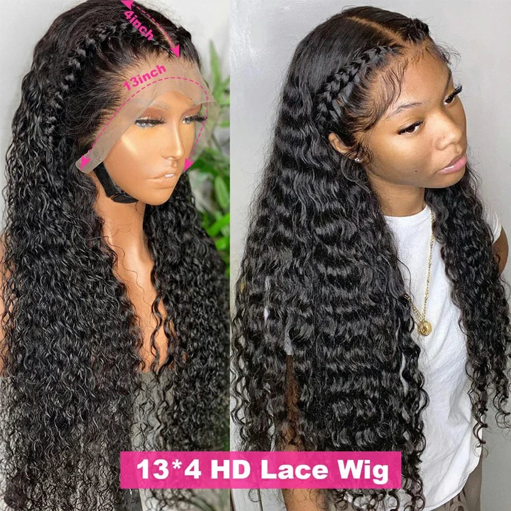Transparent Remy Deep Wave Lace Front Wig 13x4 13x6 Water Wave Lace Frontal Wig 4X4 Closure Human Hair Wigs For Women Glueless