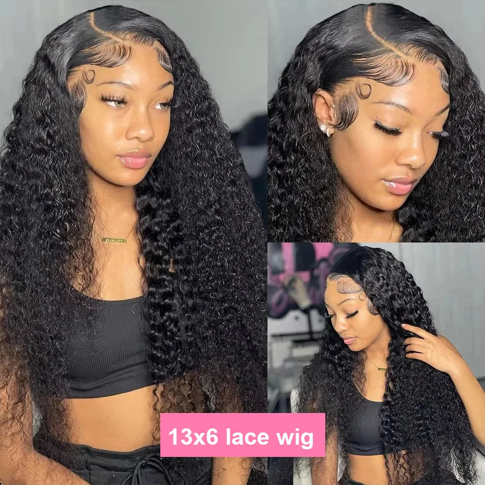 High Density 13x6 Hd Lace Frontal Wigs Brazilian 30 40 Inch Loose Deep Wave Curly Human Hair Wigs For Black Women Preplucked