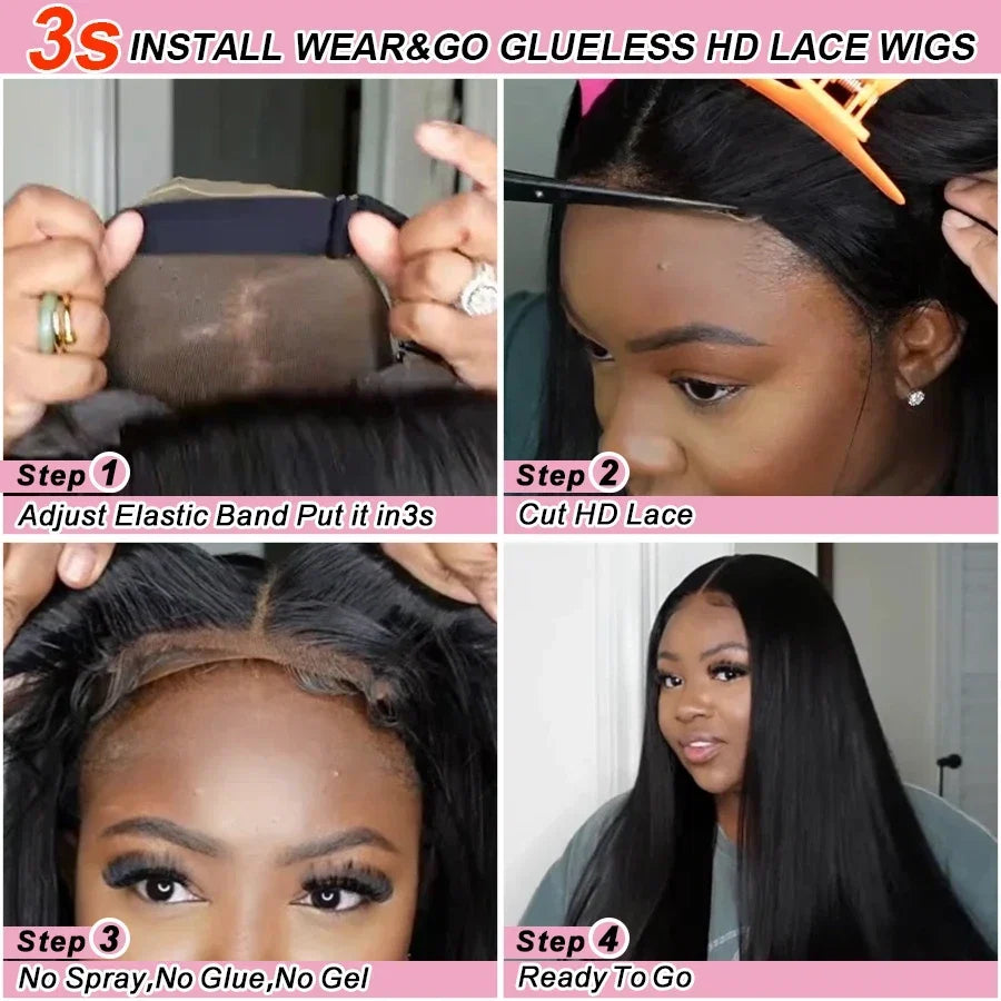 Wow Angel Glueless Wigs 5x5 HD Lace Closure Wigs Silk Straight Melt Skins Deep Part Ready to Go Human Hair Wig Remy For Woman