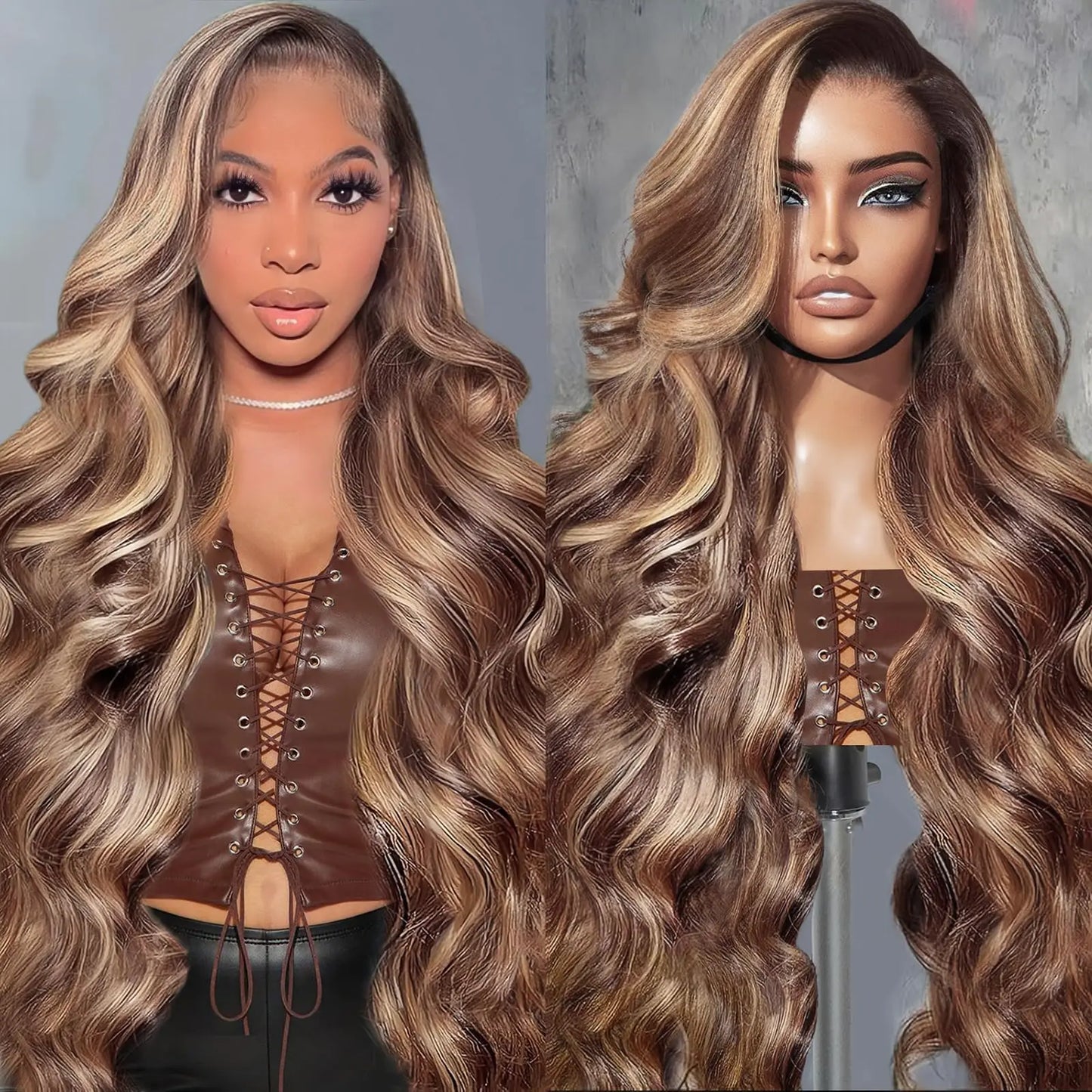 Body Wave 13x4 Hd Transparent Lace Front Wig Colored Highlight Human Hair Wigs For Women Brazilian 4/27 Blonde Pre Plucked Wigs
